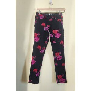 Gap Floral Jegging Girls Size 14 Black Floral Print Jeans Pull On Boho Girly